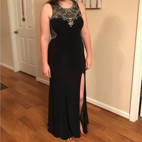 betsy and adam beaded dress Betsy & Adam Strapless Tuxedo Bodice Prom Dress A24228